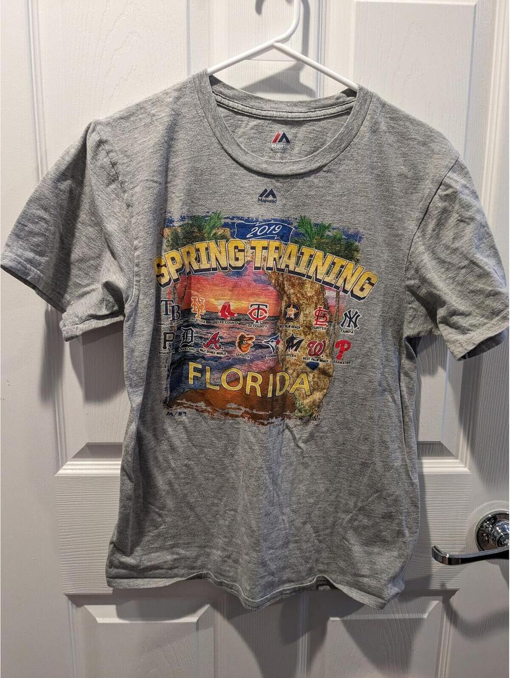 Florida Spring Training Baseball T-Shirt - Majestic, Gray, Size Small